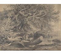 ARToPHIIU Dipinti Famosi Quadri Stampa Murale su Tela Due uomini che si riposano di Alexandre Calame per L'arredamento del Soggiorno 60x90cm