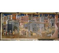 ARToPHIIU Dipinti Famosi Quadri Stampa Murale su Tela Effetti del Buon Governo nella Città Ciclo di affreschi di Ambrogio Lorenzetti per L'arredamento del Soggiorno 60x90cm