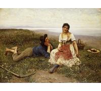 ARToPHIIU Dipinti Famosi Quadri Stampa Murale su Tela Flirt di Eugen Von Blaas per L'arredamento del Soggiorno 60x90cm