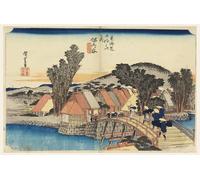 ARToPHIIU Dipinti Famosi Quadri Stampa Murale su Tela Hodogaya nelle Cinquantatré Stazioni della Tokaido Road Hiroshige per L'arredamento del Soggiorno 60x90cm