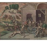 ARToPHIIU Dipinti Famosi Quadri Stampa Murale su Tela I soldati spagnoli osservano ed eseguono la punizione dischiavo di Theodore De Bry per L'arredamento del Soggiorno 60x90cm