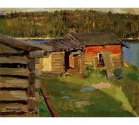 ARToPHIIU Dipinti Famosi Quadri Stampa Murale su Tela il cortile Ekola nella luce della sera di Akseli Valdemar Gallen Kallela per L'arredamento del Soggiorno 60x90cm