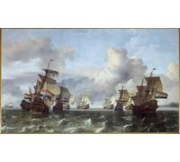 ARToPHIIU Dipinti Famosi Quadri Stampa Murale su Tela la flotta olandese indiano olandese Kom di Ludolf Backhuysen per L'arredamento del Soggiorno 60x90cm