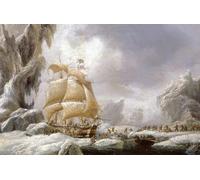ARToPHIIU Dipinti Famosi Quadri Stampa Murale su Tela la nave di Dumont D'urville bloccata in un flusso di ghiaccio in Antartide di Ambroise Louis Garneray per L'arredamento del Soggiorno 60x90cm