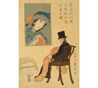 ARToPHIIU Dipinti Famosi Quadri Stampa Murale su Tela Mercante inglese che ordina tessuti per il commercio di Utagawa Sadahide per L'arredamento del Soggiorno 60x90cm
