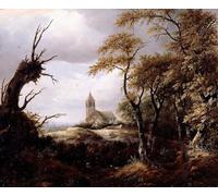 ARToPHIIU Dipinti Famosi Quadri Stampa Murale su Tela Paesaggio con una chiesa di Jacob Van Ruisdael per L'arredamento del Soggiorno 60x90cm