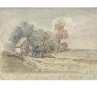 ARToPHIIU Dipinti Famosi Quadri Stampa Murale su Tela un cottage dal tetto di paglia e alberi a cavallo di una strada di campagna di un famoso artista per L'arredamento del Soggiorno 60x90cm