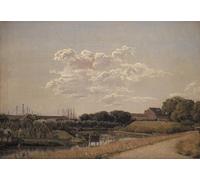 ARToPHIIU Dipinti Famosi Quadri Stampa Murale su Tela Veduta dei bastioni della cittadella che guardano verso Langelinie e il porto navale di Christen Købke per L'arredamento del Soggiorno 60x90cm