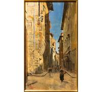 ARToPHIIU Dipinti Famosi Quadri Stampa Murale su Tela Veduta Parziale di una Strada del Centro Storico di Firenze di Telemaco Signorini per L'arredamento del Soggiorno 60x90cm