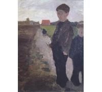ARToPHIIU Immagini Moderni Murale Artistico Poster Stampe Quadri Due ragazzi al canale della brughiera di Paula Modersohn Becker per Decorazioni per la Casa 60x90cm