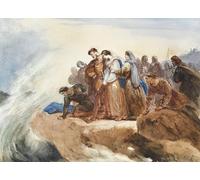 ARToPHIIU Immagini Moderni Murale Artistico Poster Stampe Quadri Illustrazione per la ballata Der Taucher the Diver di Ary Scheffer per Decorazioni per la Casa 60x90cm