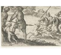 ARToPHIIU Immagini Moderni Murale Artistico Poster Stampe Quadri Paesaggio fluviale con caccia al cervo di Egbert Jansz per Decorazioni per la Casa 60x90cm