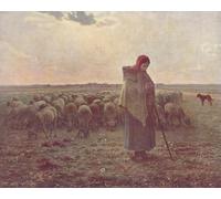 ARToPHIIU Immagini Moderni Murale Artistico Poster Stampe Quadri Ragazze Hüttet la pecora di Jean Francois Millets per Decorazioni per la Casa 60x90cm