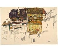ARToPHIIU Immagini Moderni Murale Artistico Poster Stampe Quadri Vecchie case a Krumau di Egon Schiele per Decorazioni per la Casa 60x90cm
