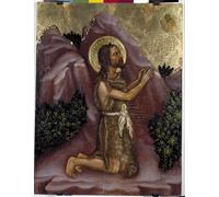 ARToPHIIU Pittura su Tela Arte Stampa su Tela Dipinto Polittico di Valle Romita Particolare di San Battista nel deserto di Gentile Da Fabriano per L'arredamento Della Camera da Letto 60x90cm
