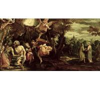 ARToPHIIU Poster Pittura Vintage Stampa Tela Poster Pittura Quadri su Tela Battesimo e tentazione di Cristo di Paolo Veronese per la Decorazione Domestica dell'ufficio 60x90cm