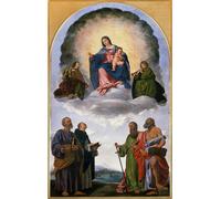 ARToPHIIU Poster Pittura Vintage Stampa Tela Poster Pittura Quadri su Tela Dama in gloria con Gesù Bambino Due angeli musicanti di Girolamo Savoldo per la Decorazione Domestica dell'ufficio 60x90cm