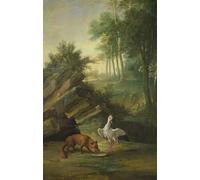 ARToPHIIU Poster Pittura Vintage Stampa Tela Poster Pittura Quadri su Tela L'animale e la cicogna di Jean Baptiste Oudry per la Decorazione Domestica dell'ufficio 60x90cm