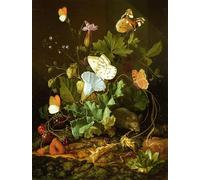 ARToPHIIU Poster Pittura Vintage Stampa Tela Poster Pittura Quadri su Tela Natura morta di un sottobosco con fiori un topo di Elias Van Den Broeck per la Decorazione Domestica dell'ufficio 60x90cm