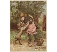 ARToPHIIU Poster Pittura Vintage Stampa Tela Poster Pittura Quadri su Tela Ragazza che gioca con il cane di Mary Ellen Edwards per la Decorazione Domestica dell'ufficio 60x90cm