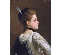 ARToPHIIU Poster Pittura Vintage Stampa Tela Poster Pittura Quadri su Tela Ritratto di una dama elegante di Gustave Jean Jacquet per la Decorazione Domestica dell'ufficio 60x90cm