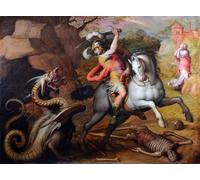 ARToPHIIU Poster Pittura Vintage Stampa Tela Poster Pittura Quadri su Tela San Giorgio e il drago di Giorgio Vasari per la Decorazione Domestica dell'ufficio 60x90cm