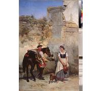 ARToPHIIU Poster Pittura Vintage Stampa Tela Poster Pittura Quadri su Tela Scena al pozzo di Bogdan Willewalde per la Decorazione Domestica dell'ufficio 60x90cm