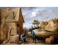 ARToPHIIU Poster Pittura Vintage Stampa Tela Poster Pittura Quadri su Tela un contadino che mangia cozze di David Teniers il Giovane per la Decorazione Domestica dell'ufficio 60x90cm