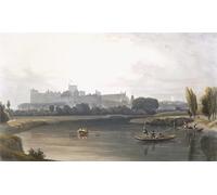 ARToPHIIU Poster su Tela Pittura Dipinto su Tela Classico Castello di Windsor dal fiume Tamigi vista ad ovest e pesca da sterline di William Daniell per la Decorazione Della Parete 60x90cm