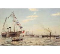 ARToPHIIU Poster su Tela Pittura Dipinto su Tela Classico L'imperatore tedesco Guglielmo II in visita a Kronstadt a luglio di Aleksandr Karlovich Beggrov per la Decorazione Della Parete 60x90cm