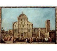 ARToPHIIU Poster su Tela Pittura Dipinto su Tela Classico the Procession of the Doge of to the Church of San Zaccaria on Easter Day by Francesco Guardi per la Decorazione Della Parete 60x90cm