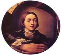 ARToPHIIU Quadri Stampe Pittura su Tela Arte Stampa su Tela Dipinto Autoritratto allo specchio convesso del Parmigianino per L'arredamento Della Camera da Letto 60x90cm