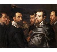 ARToPHIIU Quadri Stampe Pittura su Tela Arte Stampa su Tela Dipinto Autoritratto in cerchia di amici mantovani di Peter Paul Rubens per L'arredamento Della Camera da Letto 60x90cm