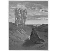 ARToPHIIU Quadri Stampe Pittura su Tela Arte Stampa su Tela Dipinto Bibbia Abramo e i tre angeli di Gustave Dore per L'arredamento Della Camera da Letto 60x90cm