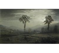ARToPHIIU Quadri Stampe Pittura su Tela Arte Stampa su Tela Dipinto Chiaro di luna sul Monte Lafayette New Hampshire di William Trost Richards per L'arredamento Della Camera da Letto 60x90cm
