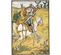 ARToPHIIU Quadri Stampe Pittura su Tela Arte Stampa su Tela Dipinto Don Chisciotte e i mulini a vento di Walter Crane per L'arredamento Della Camera da Letto 60x90cm