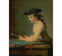 ARToPHIIU Quadri Stampe Pittura su Tela Arte Stampa su Tela Dipinto il giovane disegnatore di Jean Baptiste Simeon Chardin per L'arredamento Della Camera da Letto 60x90cm