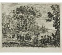 ARToPHIIU Quadri Stampe Pittura su Tela Arte Stampa su Tela Dipinto Il ratto d'Europa di Claude Lorrain per L'arredamento Della Camera da Letto 60x90cm
