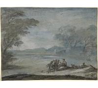 ARToPHIIU Quadri Stampe Pittura su Tela Arte Stampa su Tela Dipinto Il riposo durante la fuga in Egitto di Claude Lorrain per L'arredamento Della Camera da Letto 60x90cm
