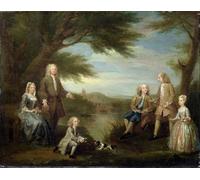 ARToPHIIU Quadri Stampe Pittura su Tela Arte Stampa su Tela Dipinto John ed Elizabeth Jeffreys e i loro figli di William Hogarth per L'arredamento Della Camera da Letto 60x90cm