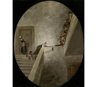 ARToPHIIU Quadri Stampe Pittura su Tela Arte Stampa su Tela Dipinto la distribuzione del nella prigione di Saint Lazare di Hubert Robert per L'arredamento Della Camera da Letto 60x90cm
