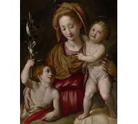 ARToPHIIU Quadri Stampe Pittura su Tela Arte Stampa su Tela Dipinto Lady col Bambino e San Battista di Jacopo Chimenti Empoli per L'arredamento Della Camera da Letto 60x90cm