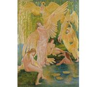 ARToPHIIU Quadri Stampe Pittura su Tela Arte Stampa su Tela Dipinto Le fanciulle del cigno di Walter Crane per L'arredamento Della Camera da Letto 60x90cm
