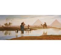 ARToPHIIU Quadri Stampe Pittura su Tela Arte Stampa su Tela Dipinto Lo straripamento del Nilo con le piramidi di Frederick Goodall per L'arredamento Della Camera da Letto 60x90cm
