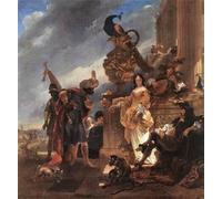 ARToPHIIU Quadri Stampe Pittura su Tela Arte Stampa su Tela Dipinto Mercante che riceve un moro nel porto di Nicolaes Berchem per L'arredamento Della Camera da Letto 60x90cm