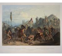 ARToPHIIU Stampa Tela Poster Pittura Quadri su Tela Bison Dance degli indiani Mandan davanti alla loro loggia di medicina di Karl Bodmer per la Decorazione Domestica dell'ufficio 60x90cm
