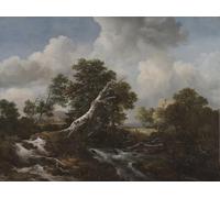 ARToPHIIU Stampa Tela Poster Pittura Quadri su Tela Cascata bassa in un paesaggio boscoso con un faggio morto di Jacob Van Ruisdael per la Decorazione Domestica dell'ufficio 60x90cm