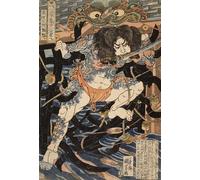 ARToPHIIU Stampa Tela Poster Pittura Quadri su Tela Centotto eroi dal racconto cinese The Water Margin Zhang Shun di Utagawa Kuniyoshi per la Decorazione Domestica dell'ufficio 60x90cm