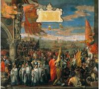 ARToPHIIU Stampa Tela Poster Pittura Quadri su Tela il vittorioso ritorno del doge Andrea Contarini Dopo l'a Chioggia di Paolo Veronese per la Decorazione Domestica dell'ufficio 60x90cm