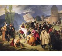 ARToPHIIU Stampa Tela Poster Pittura Quadri su Tela Pietro l'eremita che cavalcava un mulo bianco con un crocifisso in mano di Francesco Hayez per la Decorazione Domestica dell'ufficio 60x90cm
